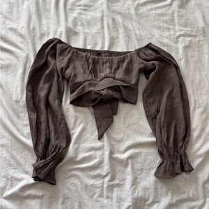 Elegant Brown Off-Shoulder Top